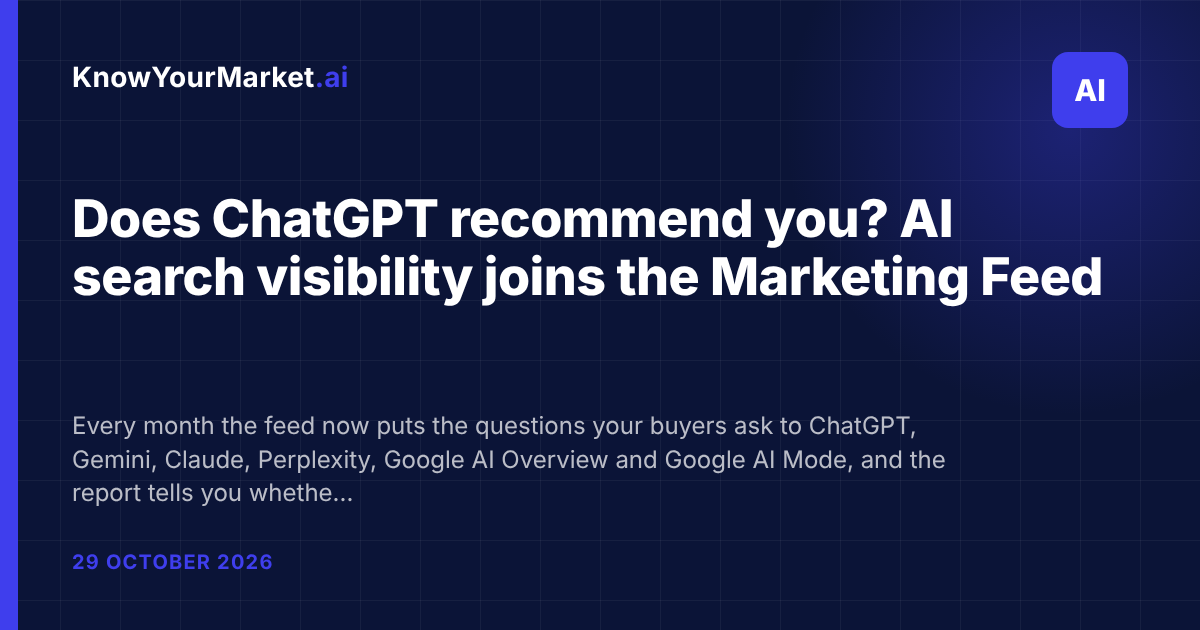 Does ChatGPT recommend you? AI search visibility joins the Marketing Feed